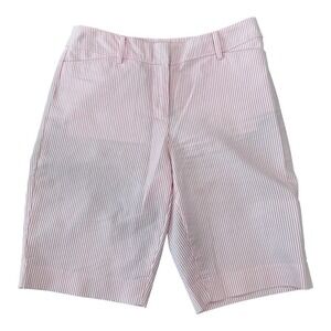 Talbots Perfect Shorts Womens 2 Pink Candy Stripe Seersucker‎ Pockets Casual